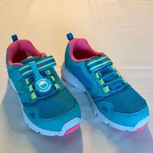 New Girls Stride Rite Tennis Shoes Sneakers Teal Size 2.5 Velcro
